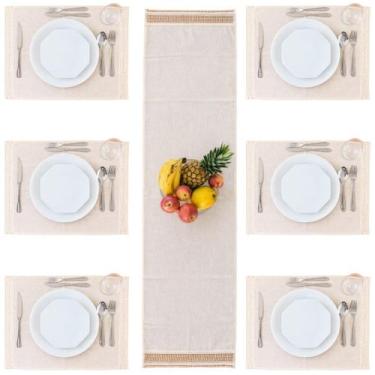 Imagem de Kit 7 Peças 6 Jogos Americano 1 Caminho Trilho de Mesa Posta Cozinha D