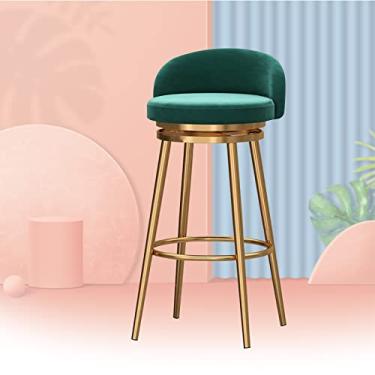 Imagem de KIDYBO Conjunto de 2 banquetas de bar giratórias de 360° de altura com encosto de veludo para cozinha, cadeiras de ilha, 66 cm de altura