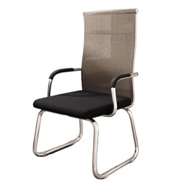 Imagem de Cadeiras clássicas de escritório para reuniões, cromadas, acolchoadas, com encosto alto, malha para escritório em casa, escritório (marrom)