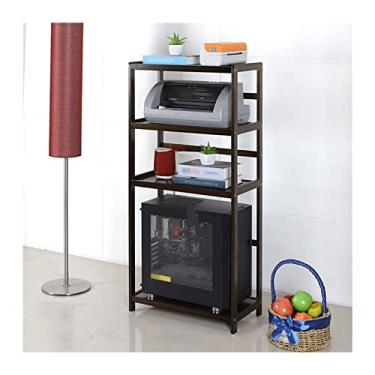 Imagem de Prática impressora móvel com suporte de torre de PC, CPU de 4 camadas com prateleiras abertas, piso de caixa de bambu com armazenamento, para escritório em casa (marrom, 59 x 26 x 105 cm)