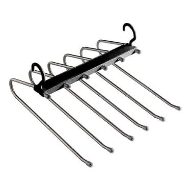 Imagem de 1 Pacote de Cabides para Calças Economizadores Espaço Roupa Organizador Armário Folha Armazenamento 6 em Prateleira Camadas Residencial Aço Inoxidável Design Giratório