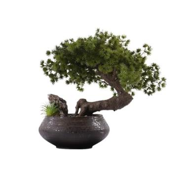 Imagem de Ornamentos de bonsai de pinheiro com plantas falsas, decoração de interiores, vasos de plantas, ornamentos de paisagismo, vegetação, árvores falsas, decoração