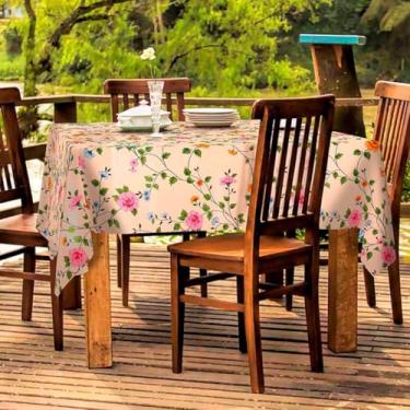 Imagem de Toalha de Mesa Térmica Impermeável Plástica Ultra Grossa Retangular 4 6 8 10 Lugares Fácil Limpeza para Cozinha e Sala(Flores do campo,4 Lugares)