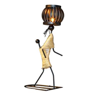Imagem de Suporte de vela ferro retrô vintage em forma garota lanterninha decorativa para decoração casa velas