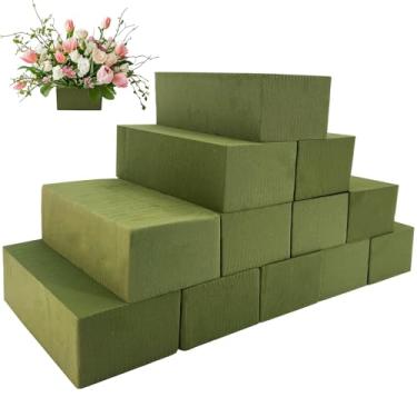 Imagem de Pacote com 12, 19,8 cm x 8,9 cm x 6,1 cm Blocos de espuma floral oásis: tijolos verdes molhados/secos e de isopor para todos os arranjos de flores - Materiais de decoração de jardim para decoração de