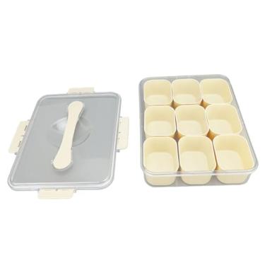 Imagem de Bandeja de Serviço Dividida com Tampa e Alça 9 Compartimentos Plásticos Pratos Frutas Legumes Transparentes para Festa Entretenimento Piquenique