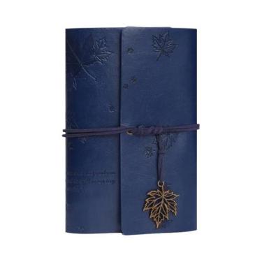 Imagem de Diário De Viagem Vintage Em Couro Com Espiral De Folhas Caídas, Papel 