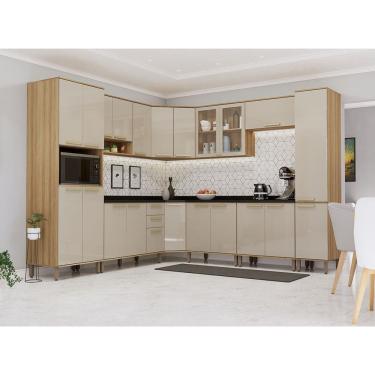 Imagem de Cozinha Modulada Completa de Canto 10 Pecas com Tampos e sem Pia Isis Luciane Moveis