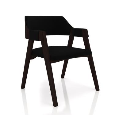 Imagem de Kit 5 Cadeiras Sala de Jantar e Jogos Carteados Madeira Maciça Poker Veludo Preto/Tabaco G42 - Gran Belo