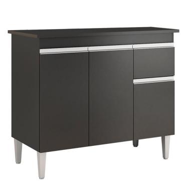 Imagem de Balcão De Cozinha Tatiane 95cm Preto Com Tampo Mdp - Ajl Móveis Preto