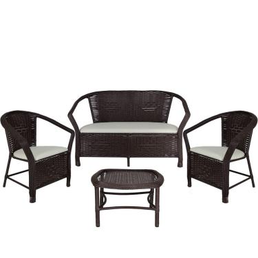 Imagem de Conjunto De Poltronas E Mesa Navegantes Branco Gelo Tabaco