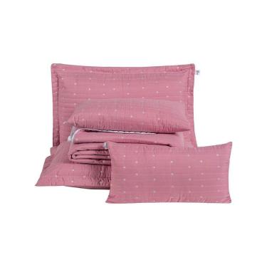 Imagem de Kit Cobre Leito King 7 Peças Bordado Urbany 100% Poliéster Hipercal 400 Fios Cor:rosê