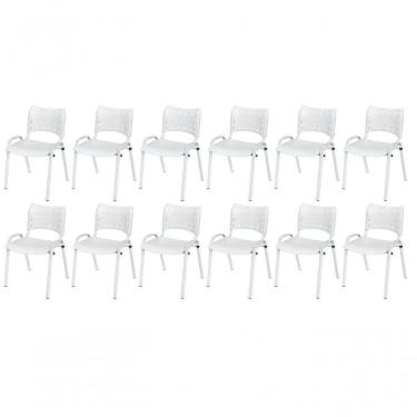 Imagem de Cadeira Iso Base Branco Igreja, Escola, Escritório - Branco Kit 12 Peças