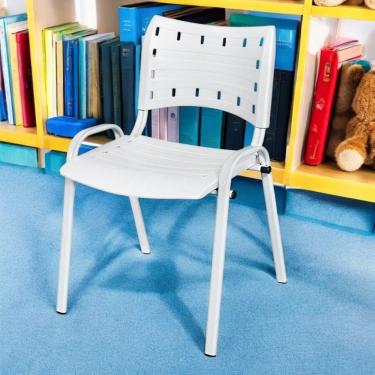 Imagem de Cadeira Iso Base Branco Igreja, Escola, Escritório - Branco Kit 8 Peças