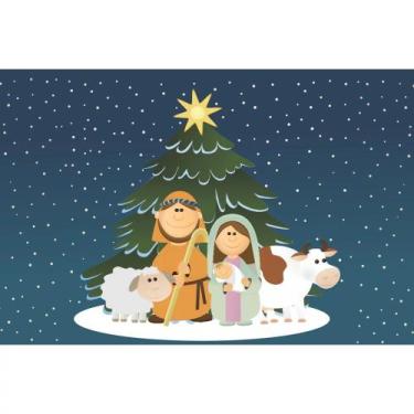 Imagem de Painel de Lona Presépio de Natal com Sagrada Família - Fabrika de Fest