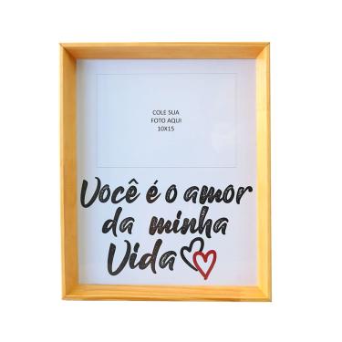 Imagem de Porta Retrato Moldura de Madeira Fundo Amor Foto 10x15cm