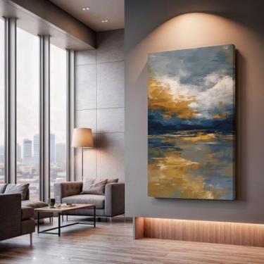 Imagem de Quadros Decorativos Textura Dourada 130x90 Moderno Luxo Sala Quarto Es