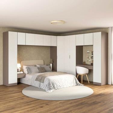 Imagem de Guarda-roupa Modulado de Canto Obliquo 11 Peças 12 Portas Orion Cabecasa Madeiraoriginals Mocha/Linho