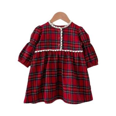 Imagem de Vestido Xadrez Vermelho Para Meninas, Vestido Fofo De Princesa Para An