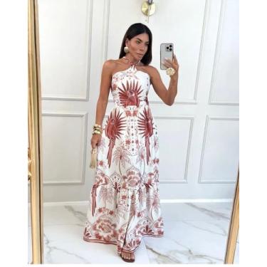 Imagem de Vestido Longo Inspirado em Estampas Tropicais - Flor De Maria, Florido