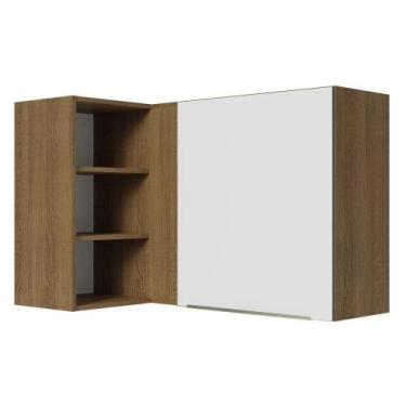 Imagem de Armário Aéreo de Canto com Adega Acoplada Madesa Lux 1 Porta - Rustic/
