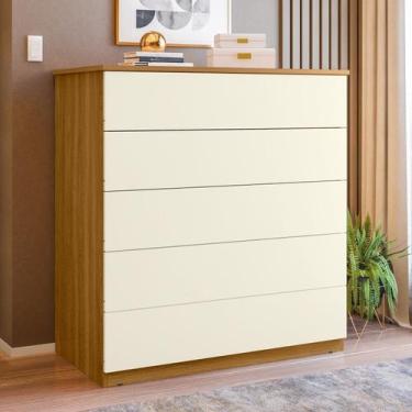 Imagem de Aparador para Sala de Estar 5 Gavetas com Vidro 86,8cm com Compacta Fr