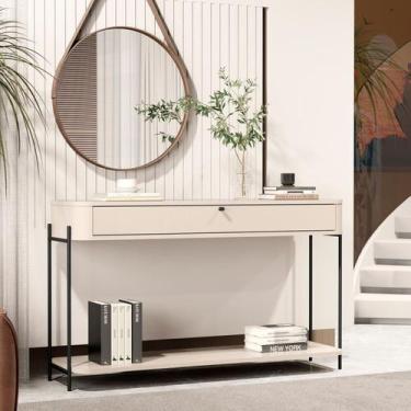 Imagem de Aparador Curvo 1 Gaveta com Vidro 121cm Pés e Puxador em Metal Tucupí 