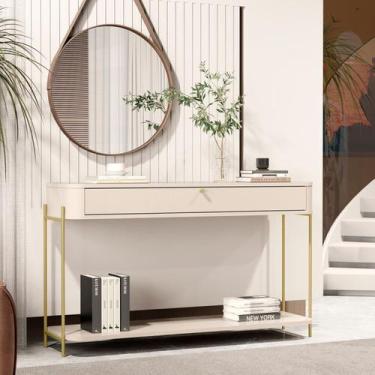 Imagem de Aparador Curvo 1 Gaveta com Vidro 121cm Pés e Puxador em Metal Tucupí 