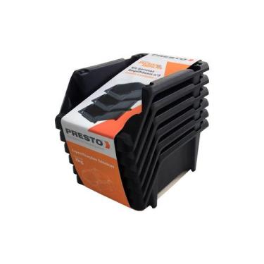 Imagem de Kit 6 Gavetas Bin Plastica Empilhavel N5 Preta 6 X 3 42009 - Presto