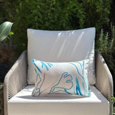 Imagem de Capa de Almofada Impermeável Algas Azuis 45x30 - AMOFADAS