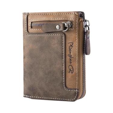 Imagem de Carteira Masculina Retrô De Couro PU Multifuncional Com Zíper Para Moe