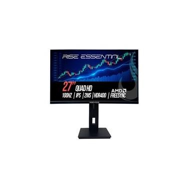 Imagem de Monitor Gamer Rise Mode Essential 27", QHD, 100Hz, 2ms, IPS, FreeSync, HDR 400, HDMI e DP, Altura Ajustável, Preto - RM-MOGL-27F1002K-B