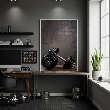 Imagem de Quadro Pesos De Academia 70x50cm Mold Branca