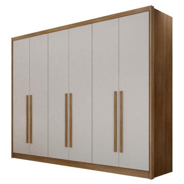 Imagem de Guarda Roupa Casal Bandeira 6 Portas 8 Gavetas MDF Cumaru 25 Fendi Móveis Novo Horizonte