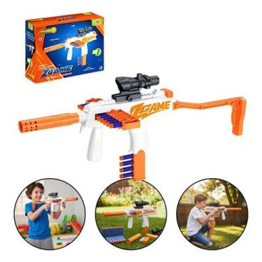 Imagem de Lança Dardos Espuma Infantil 20 Dardos Tambor Automático Luneta 4x Bri