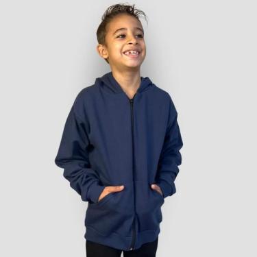 Imagem de Jaqueta Casaco Moletom Canguru Infantil Com Capuz e Zíper Unissex - Ag