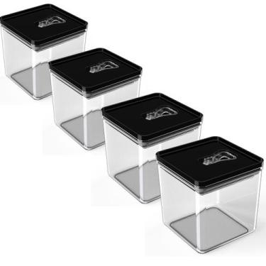 Imagem de Kit Pote Mantimento Hermético 4 Peças de 1L Organizador Cozinha Acríli