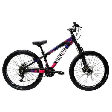 Imagem de Bicicleta Aro 26 Bike Vikingx Freeride Freio a Disco , Preto, Rosa, TU