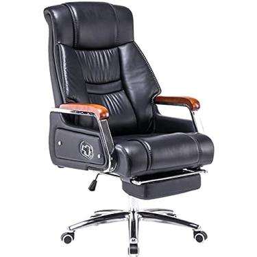 Imagem de Cadeira executiva, grande e alta, conforto doméstico, pausa para almoço, cadeira de escritório, cadeiras gerenciais reclináveis ​​de couro genuíno 155°, suporte de carga 250 kg/551,2 lbs, pr