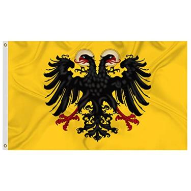 Imagem de Bandeira do Sacro Império Romano 9,5 x 1,5 m, feita de tecido brilhante - seda - Cor vívida e à prova de desbotamento, bandeiras impressas do Reino da Alemanha com costura dupla decoração presente