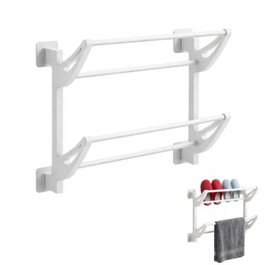 Imagem de Suporte Sapato Toalha Parede Ventosa Organizador Banheiro Prateleira Closet Quarto Lavanderia Sala Entrada Casa Multiuso