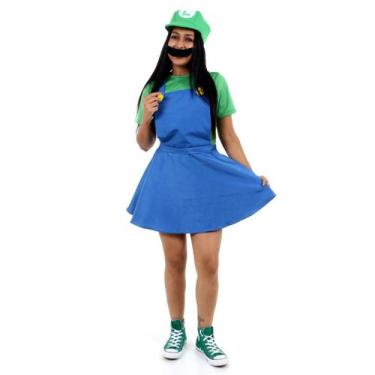 Imagem de Fantasia Luigi Vestido Feminino Adulto - Super Mario World - Abrakadab