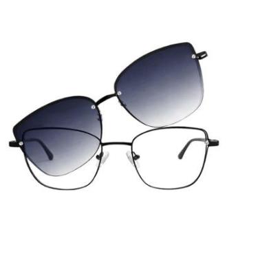 Imagem de Óculos de Grau com Clip On Solar Magnético 2 em 1 Proteção UV-Unissex