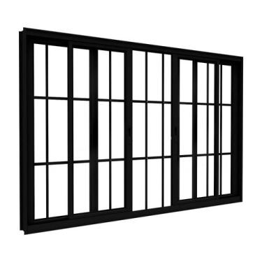 Imagem de Janela de Alumínio de Correr 2 Folhas Móveis e 2 Folhas Fixas com Grad