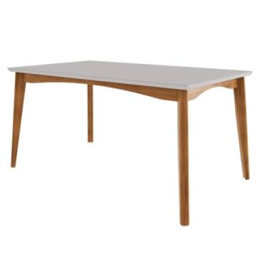 Imagem de Mesa de Jantar 160cm com Tampo de Vidro Monalisa Nesher, Mel/Off White