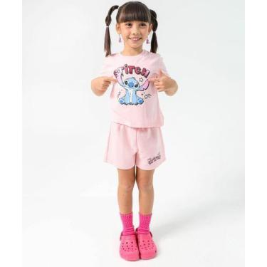 Imagem de Conjunto Infantil Moletinho Stitch Tam 4 a 10 Rosa - Disney, 10, Rosa