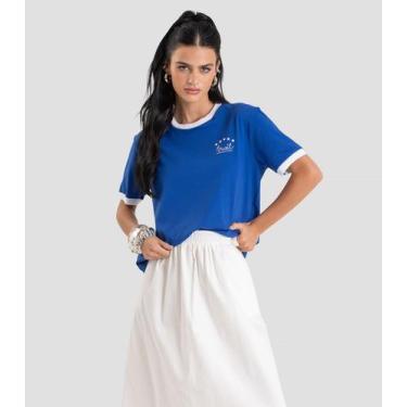 Imagem de Camiseta Feminina em Meia Malha Brasil Dianna Azul, PP, Azul