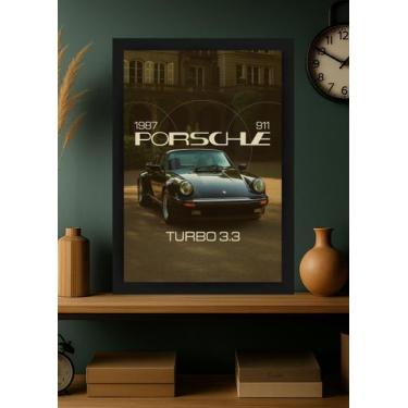 Imagem de Quadro Com Vidro Porsche 911 Turbo 3.3 1987 com Moldura Tamanho:21cm x