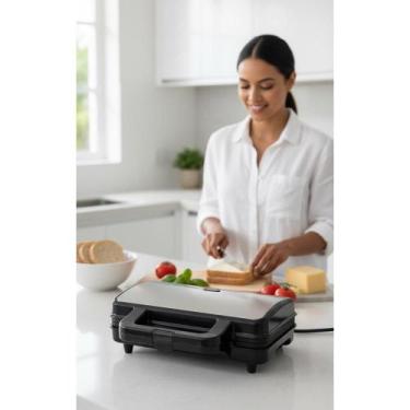 Imagem de 2x Sanduicheira e Grill Inox 900W 110V Aberta 180º - Congratulations S