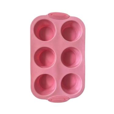 Imagem de Forma Cupcake Em Silicone 6 Cavidades Petit Gateau Empada Rosa - udlan